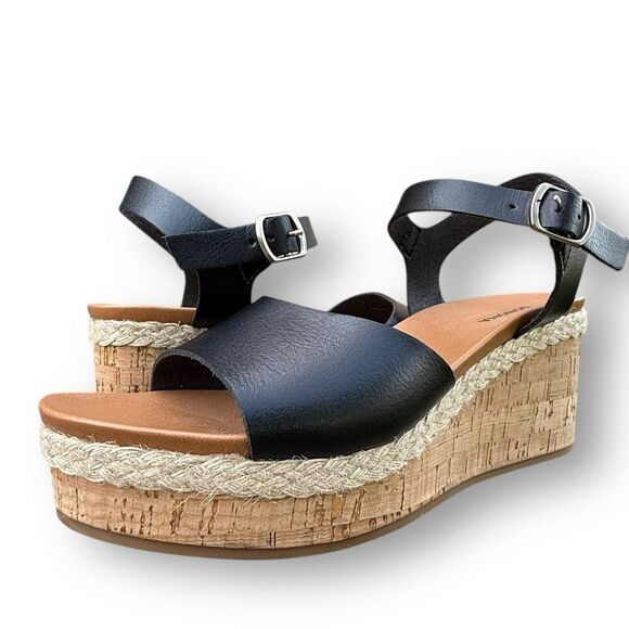 Sonoma Esmae Espadrille Women's Black Wedge Sandals Shoes Open Toe Size 6.5 - Picture 2 of 14